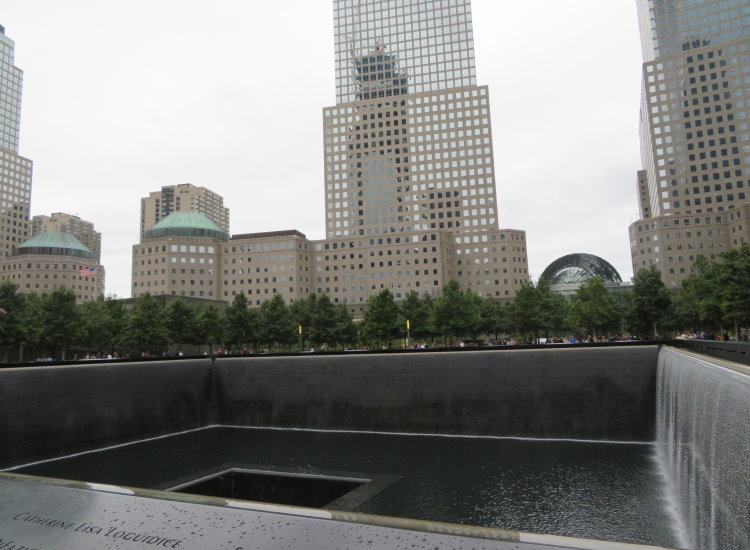 9/11 Memorial - Waterfall feature where the Trade Center previously stood
